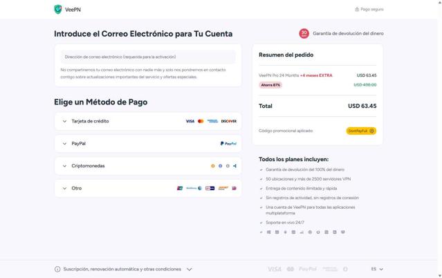 VeePN checkout page showing VeePN promo code box | Screenshot taken by SimplyCodes community member on Aug 27, 2025