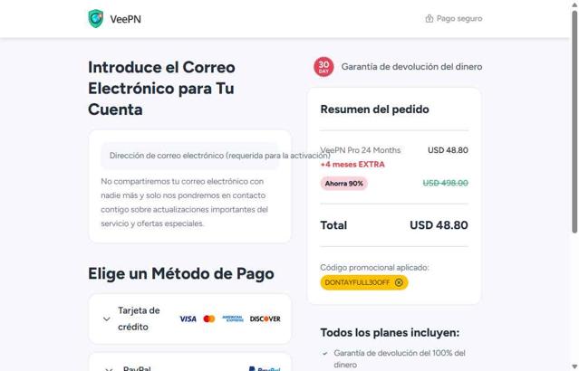 VeePN checkout page showing VeePN promo code box | Screenshot taken by SimplyCodes community member on Aug 20, 2025