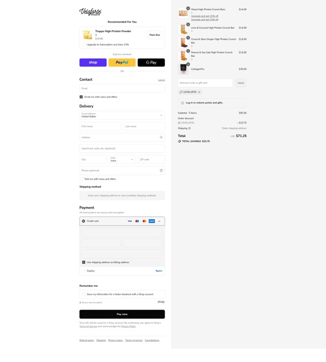 Veloforte checkout page showing Veloforte discount code box | Screenshot taken by SimplyCodes community member on Sep 7, 2025