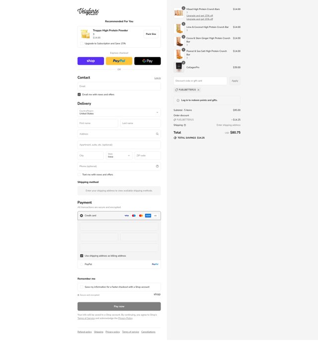 Veloforte checkout page showing Veloforte discount code box | Screenshot taken by SimplyCodes community member on Sep 7, 2025