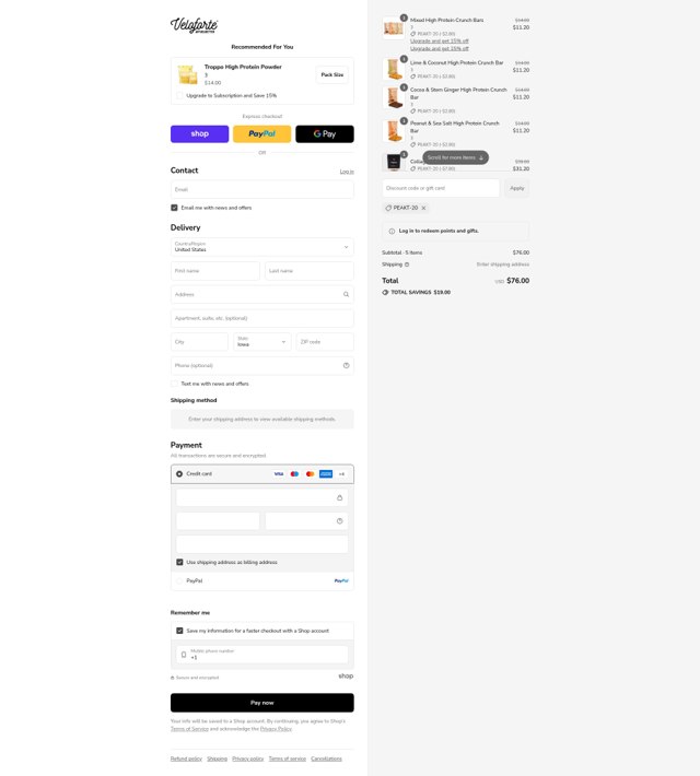 Veloforte checkout page showing Veloforte discount code box | Screenshot taken by SimplyCodes community member on Sep 7, 2025