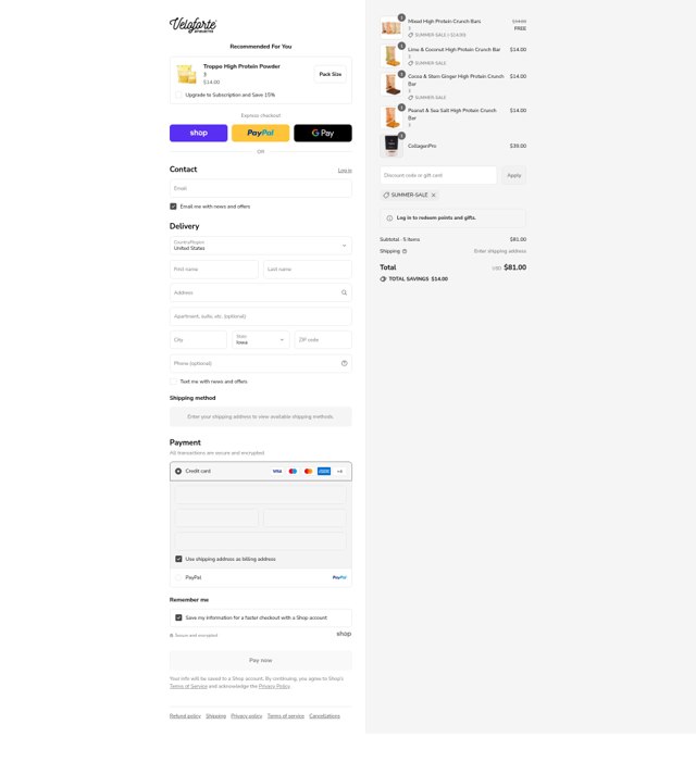 Veloforte checkout page showing Veloforte discount code box | Screenshot taken by SimplyCodes community member on Sep 7, 2025
