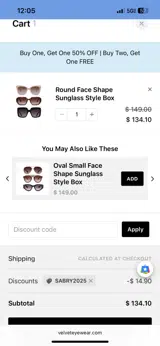 SABRY2025 coupon verification screenshot
