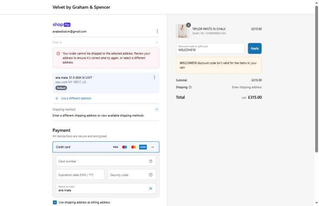 Velvet Tees checkout page showing Velvet Tees promo code box | Screenshot taken by SimplyCodes community member on Jul 3, 2025