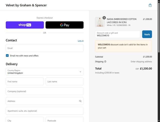 Velvet Tees checkout page showing Velvet Tees promo code box | Screenshot taken by SimplyCodes community member on Jun 18, 2025