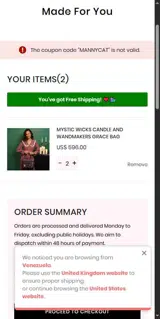 MANNYCAT coupon verification screenshot