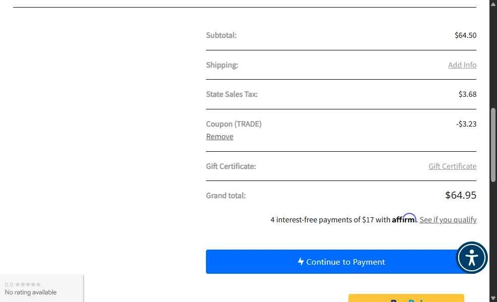 Vent Covers Unlimited checkout page showing Vent Covers Unlimited coupon code box | Screenshot taken by SimplyCodes community member on Jul 8, 2025
