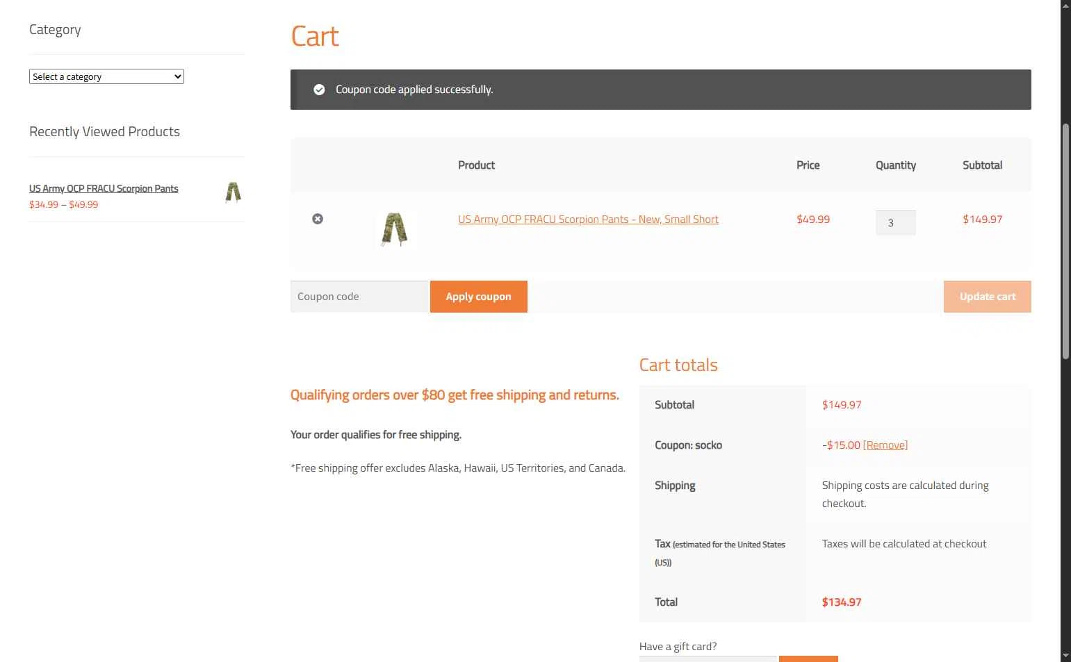 Venture Surplus checkout page showing Venture Surplus coupon code box | Screenshot taken by SimplyCodes community member on Feb 8, 2026