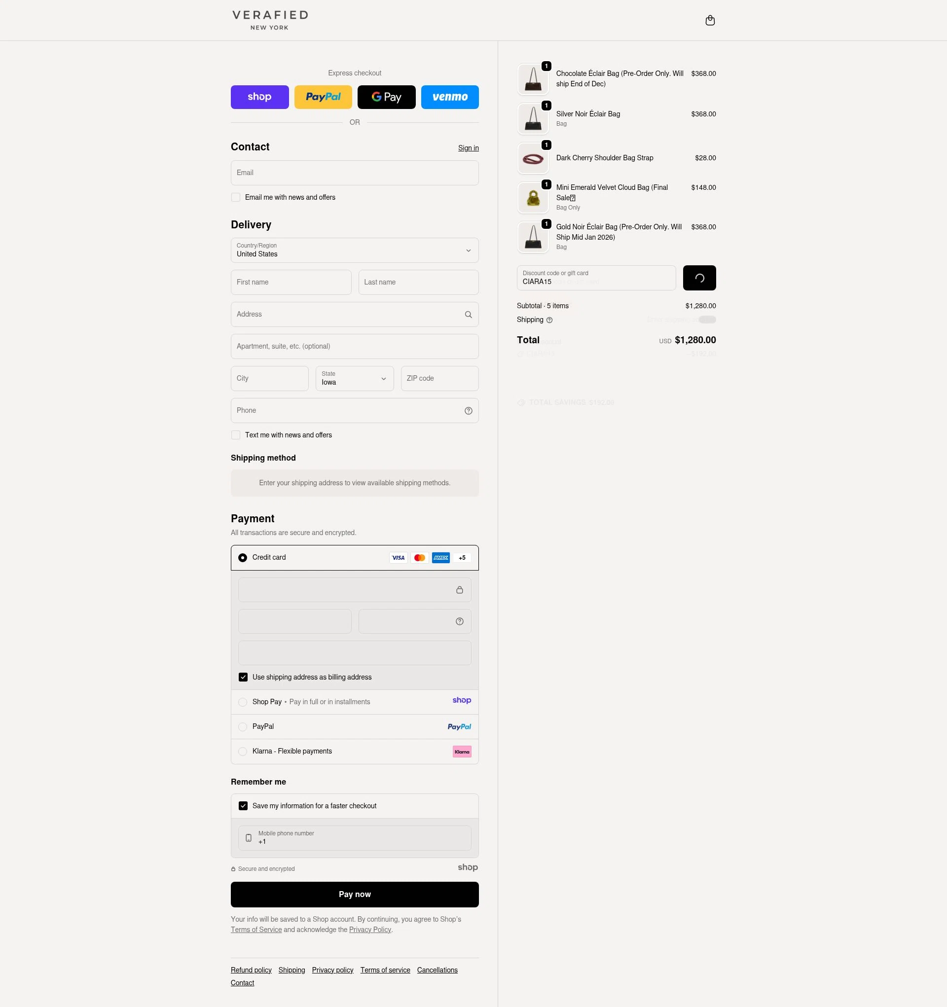 VERAFIED checkout page showing VERAFIED discount code box | Screenshot taken by SimplyCodes community member on Dec 28, 2025