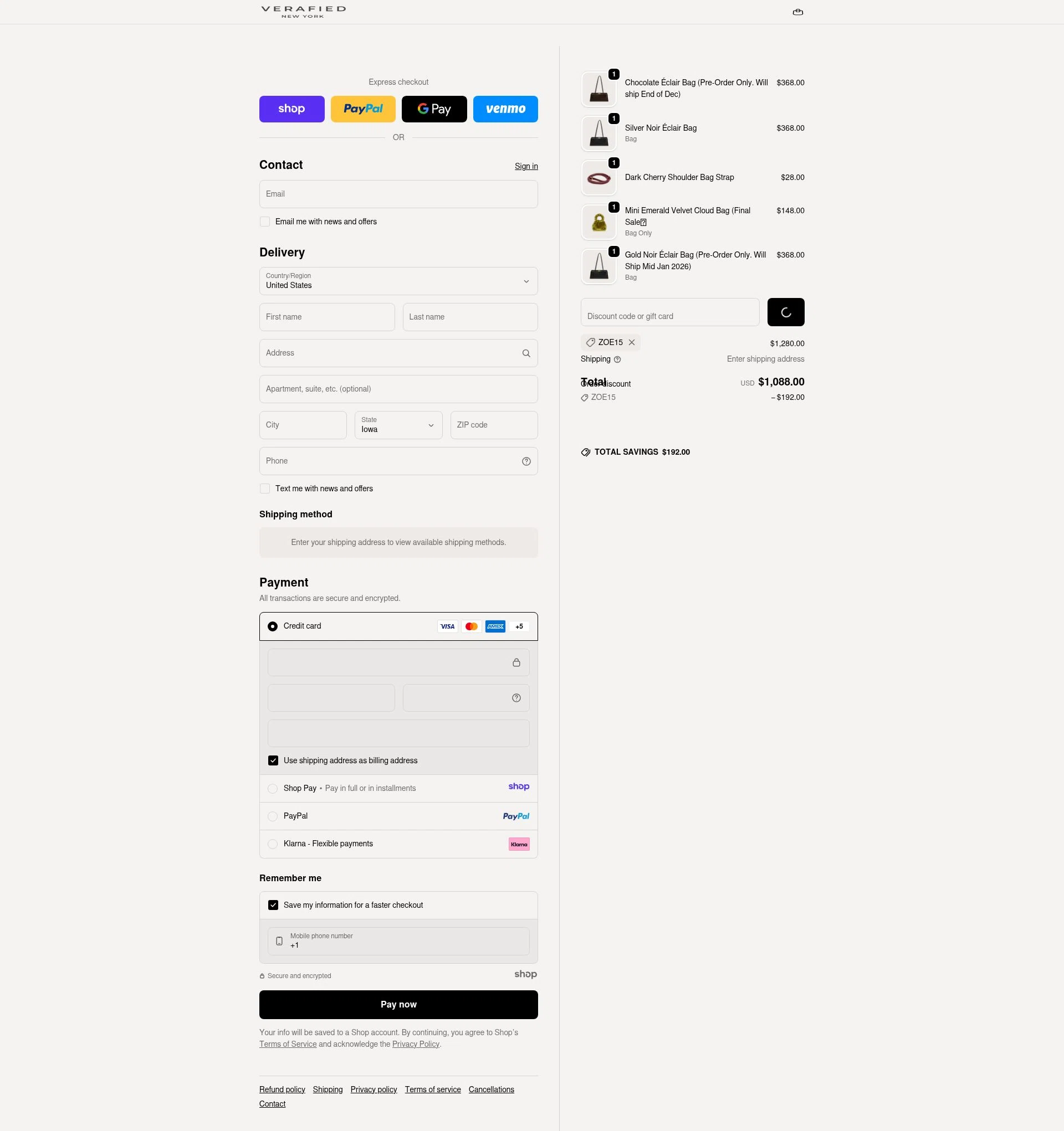 VERAFIED checkout page showing VERAFIED discount code box | Screenshot taken by SimplyCodes community member on Dec 28, 2025