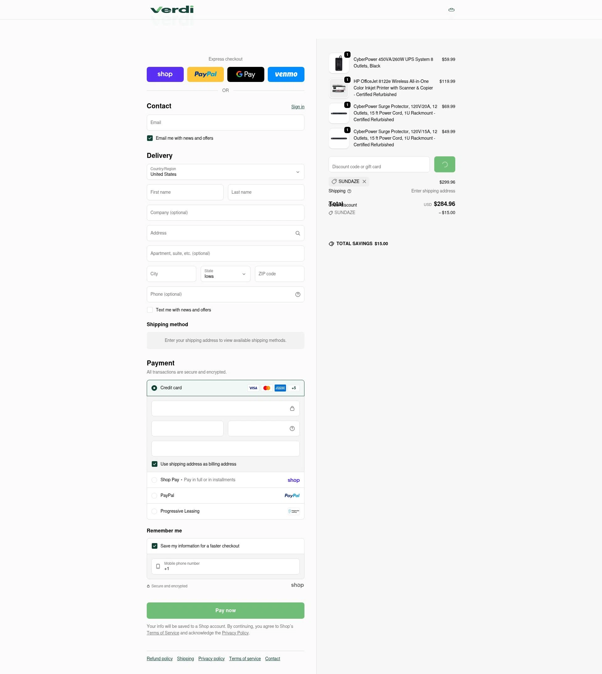 Verdi checkout page showing Verdi discount code box | Screenshot taken by SimplyCodes community member on Jan 28, 2026