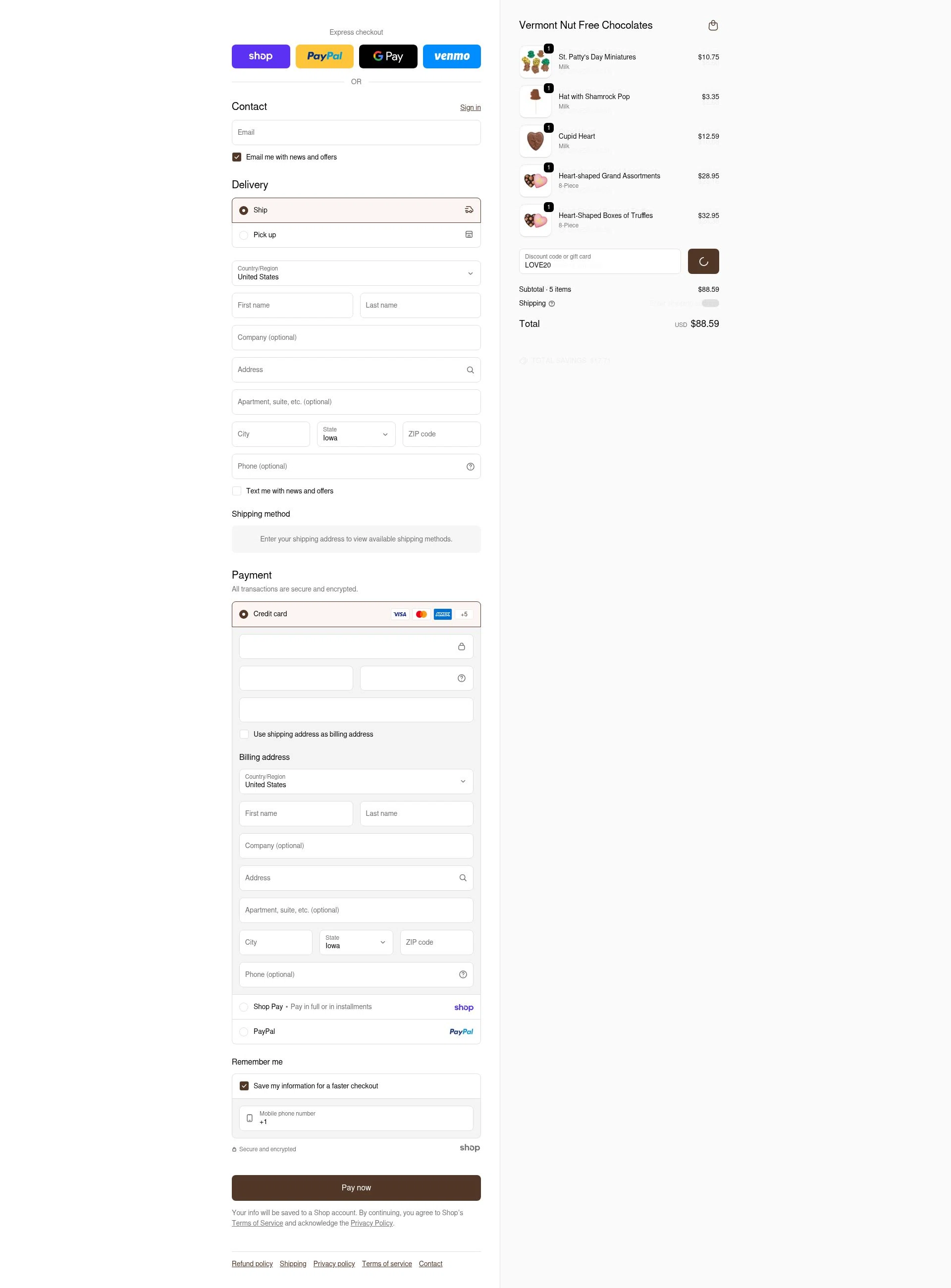 Vermont Nut Free checkout page showing Vermont Nut Free promo code box | Screenshot taken by SimplyCodes community member on Jan 26, 2026