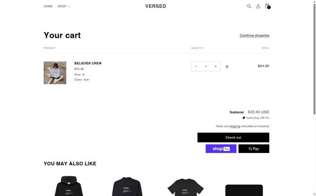 VERSED checkout page showing VERSED discount code box | Screenshot taken by SimplyCodes community member on May 17, 2025