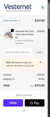 NICE-20 coupon verification screenshot