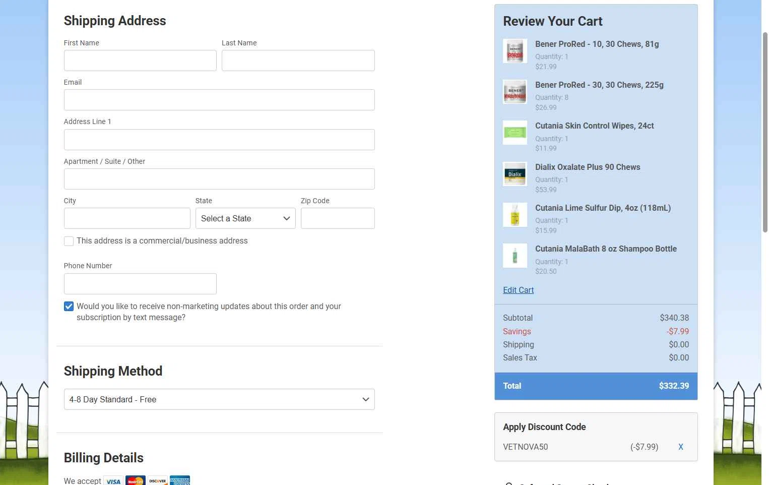 VetRxDirect checkout page showing VetRxDirect coupon code box | Screenshot taken by SimplyCodes community member on Oct 27, 2025