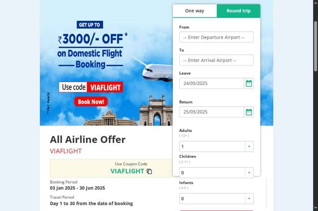 Via.com checkout page showing Via.com promo code box | Screenshot taken by SimplyCodes community member on May 23, 2025
