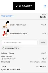 Viai Beauty coupon verification screenshot