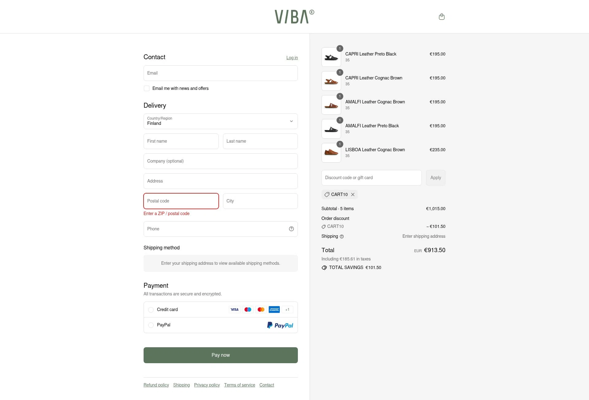 VIBAe checkout page showing VIBAe discount code box | Screenshot taken by SimplyCodes community member on Aug 4, 2025