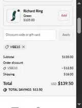 Vibes Only coupon verification screenshot