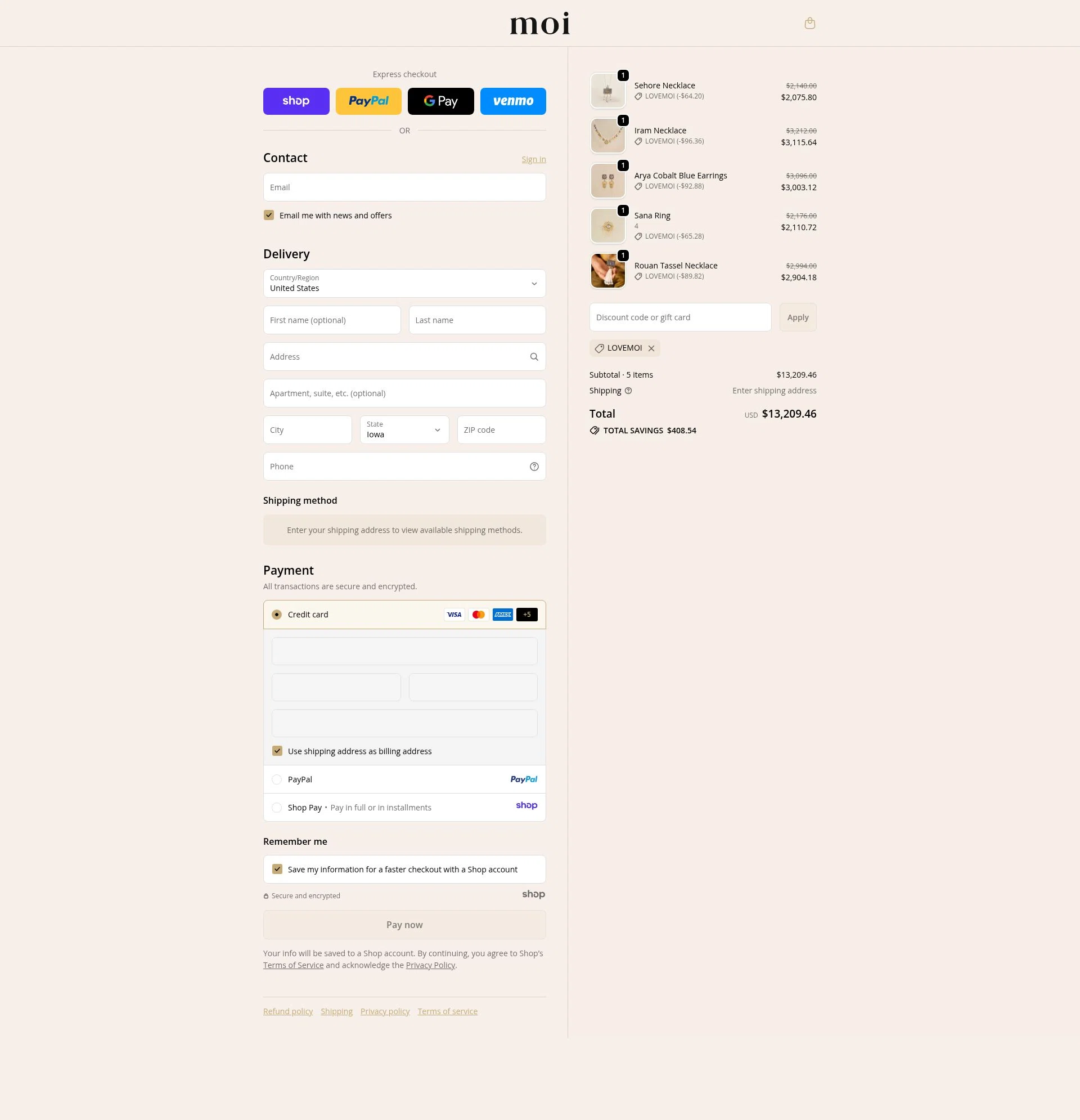 Vibe with MOI checkout page showing Vibe with MOI promo code box | Screenshot taken by SimplyCodes community member on Dec 5, 2025
