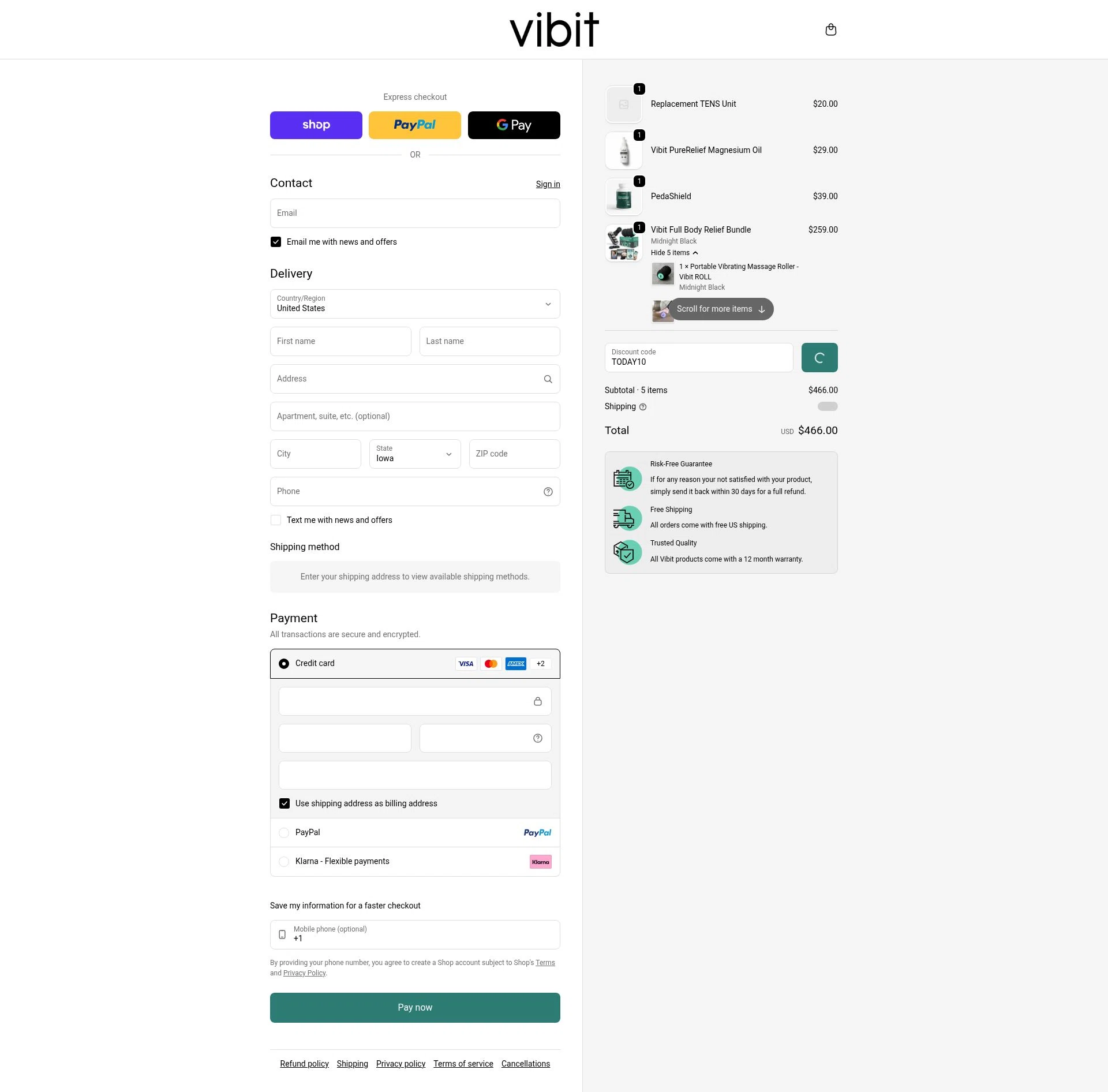 Vibit US checkout page showing Vibit US promo code box | Screenshot taken by SimplyCodes community member on Jan 18, 2026