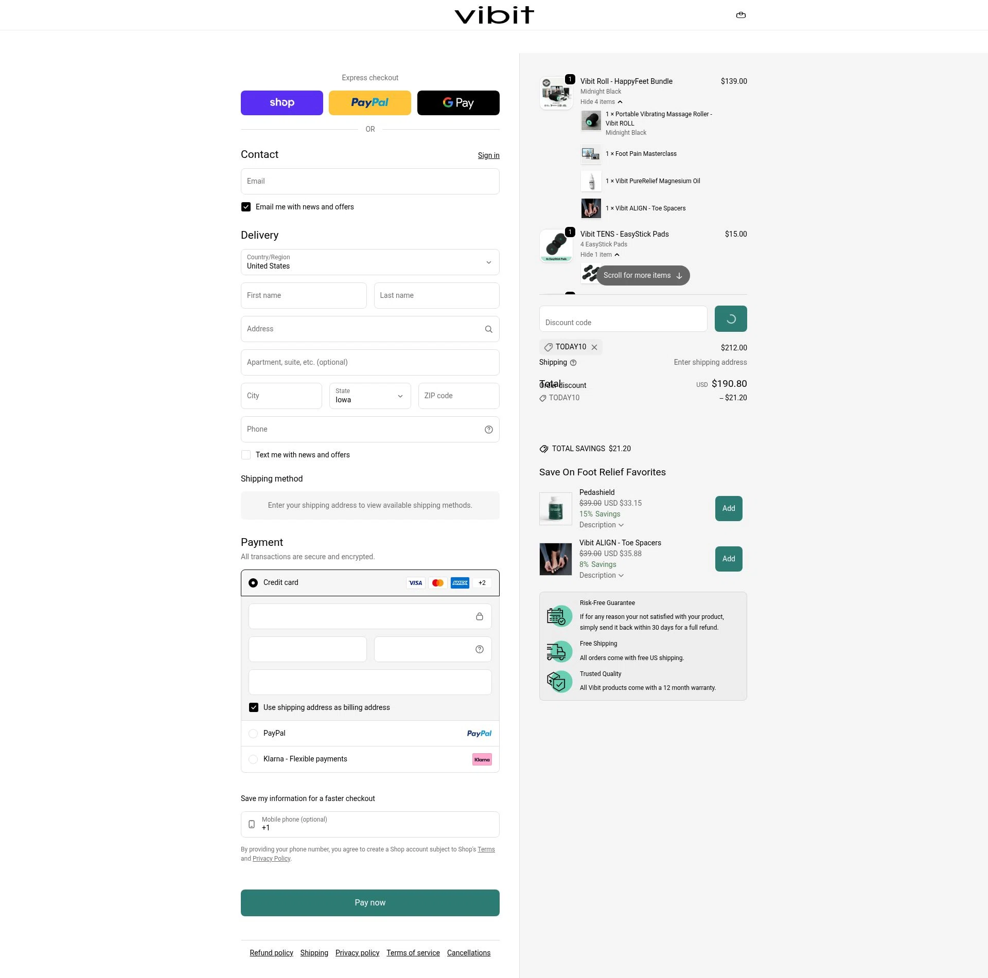 Vibit US checkout page showing Vibit US promo code box | Screenshot taken by SimplyCodes community member on Feb 5, 2026