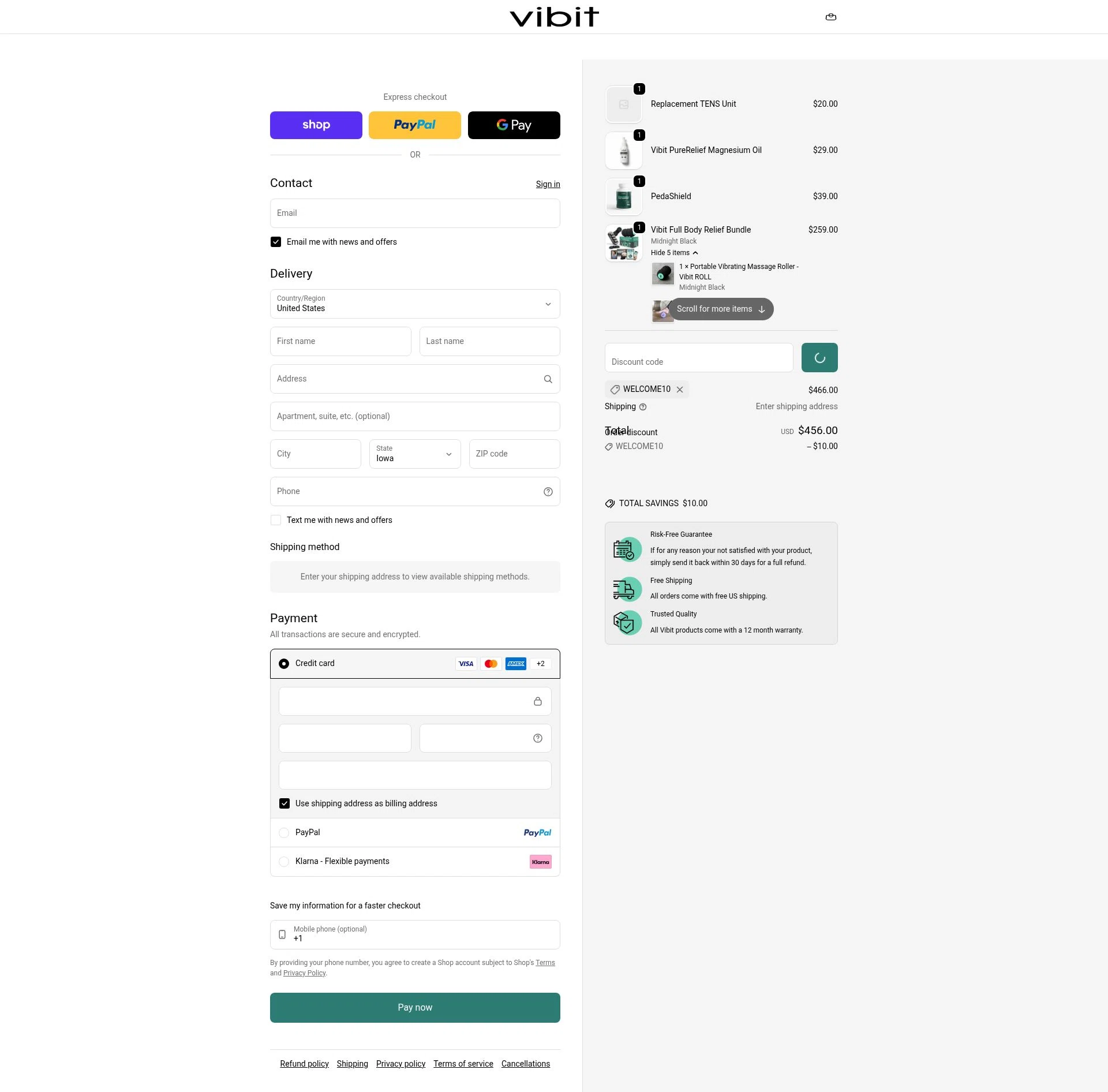 Vibit US checkout page showing Vibit US promo code box | Screenshot taken by SimplyCodes community member on Jan 18, 2026