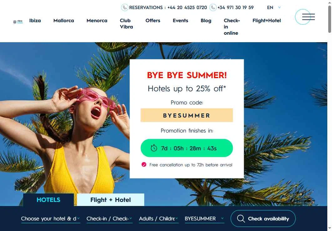 Vibra Hotels checkout page showing Vibra Hotels promo code box | Screenshot taken by SimplyCodes community member on Sep 8, 2025