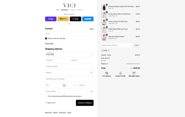 Vici checkout page showing Vici coupon code box | Screenshot taken by SimplyCodes community member on Sep 12, 2025