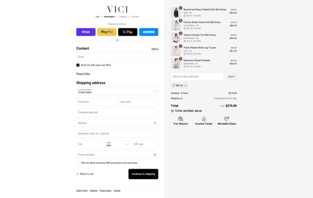 Vici checkout page showing Vici coupon code box | Screenshot taken by SimplyCodes community member on Sep 12, 2025