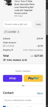 LUCIANO coupon verification screenshot