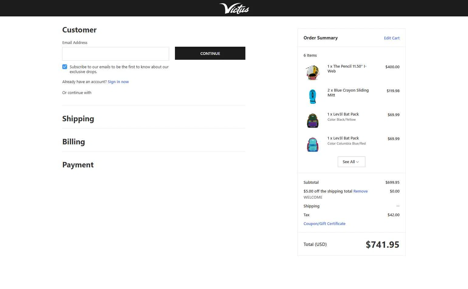 Victus Sports checkout page showing Victus Sports coupon code box | Screenshot taken by SimplyCodes community member on Sep 29, 2025