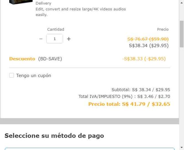 VideoProc checkout page showing VideoProc discount code box | Screenshot taken by SimplyCodes community member on Aug 14, 2025