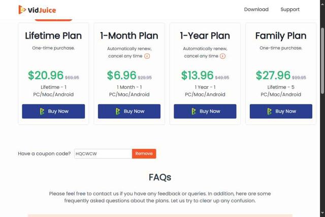 VidJuice checkout page showing VidJuice coupon code box | Screenshot taken by SimplyCodes community member on Sep 9, 2025