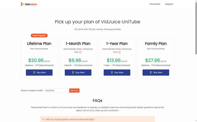 VidJuice checkout page showing VidJuice coupon code box | Screenshot taken by SimplyCodes community member on Jul 13, 2025