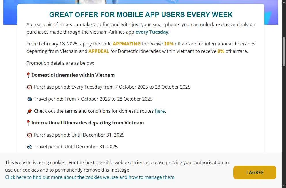 Vietnam Airlines checkout page showing Vietnam Airlines promo code box | Screenshot taken by SimplyCodes community member on Dec 10, 2025