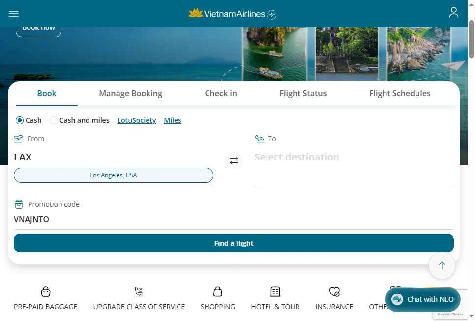 Vietnam Airlines checkout page showing Vietnam Airlines promo code box | Screenshot taken by SimplyCodes community member on Feb 22, 2026