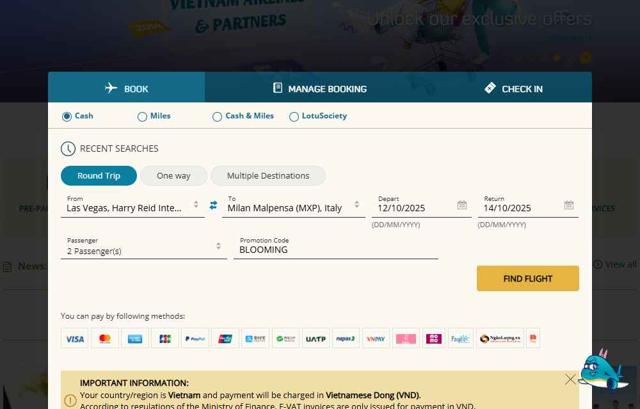 Vietnam Airlines checkout page showing Vietnam Airlines promo code box | Screenshot taken by SimplyCodes community member on Oct 3, 2025