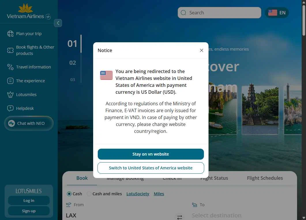 Vietnam Airlines checkout page showing Vietnam Airlines promo code box | Screenshot taken by SimplyCodes community member on Jan 20, 2026
