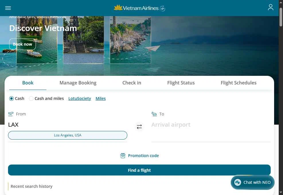 Vietnam Airlines checkout page showing Vietnam Airlines promo code box | Screenshot taken by SimplyCodes community member on Dec 5, 2025