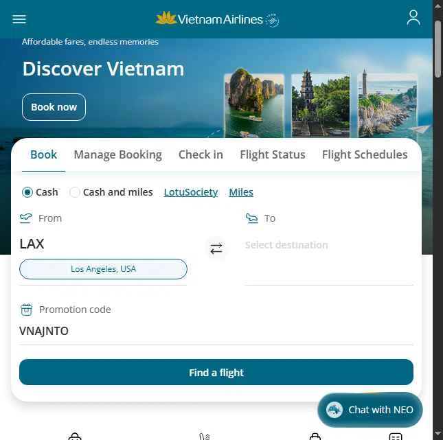 Vietnam Airlines checkout page showing Vietnam Airlines promo code box | Screenshot taken by SimplyCodes community member on Jan 23, 2026