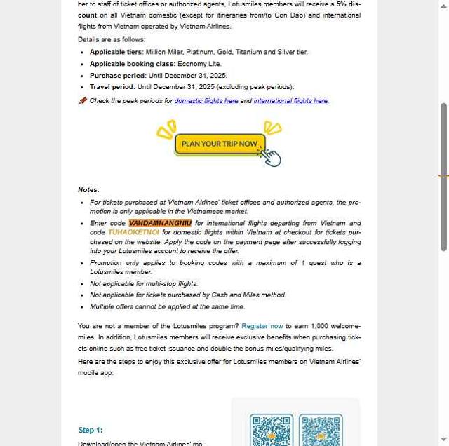 Vietnam Airlines checkout page showing Vietnam Airlines promo code box | Screenshot taken by SimplyCodes community member on Aug 20, 2025