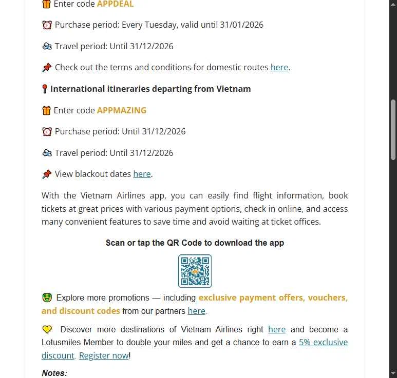 Vietnam Airlines checkout page showing Vietnam Airlines promo code box | Screenshot taken by SimplyCodes community member on Jan 24, 2026