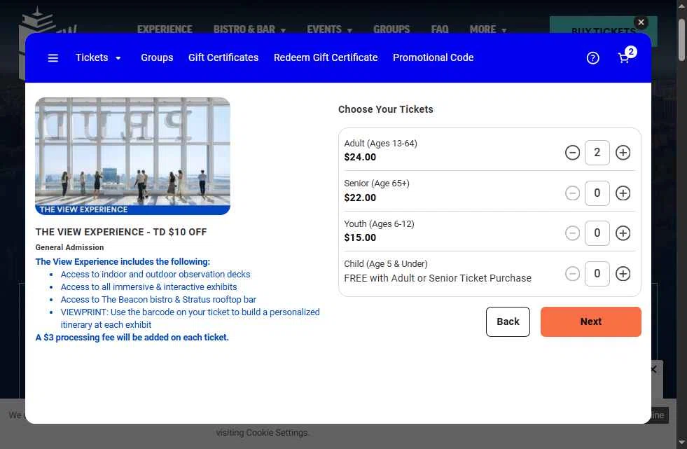 View Boston checkout page showing View Boston promo code box | Screenshot taken by SimplyCodes community member on Dec 21, 2025