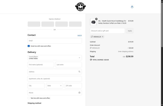 Viking Bags checkout page showing Viking Bags promo code box | Screenshot taken by SimplyCodes community member on Sep 4, 2025