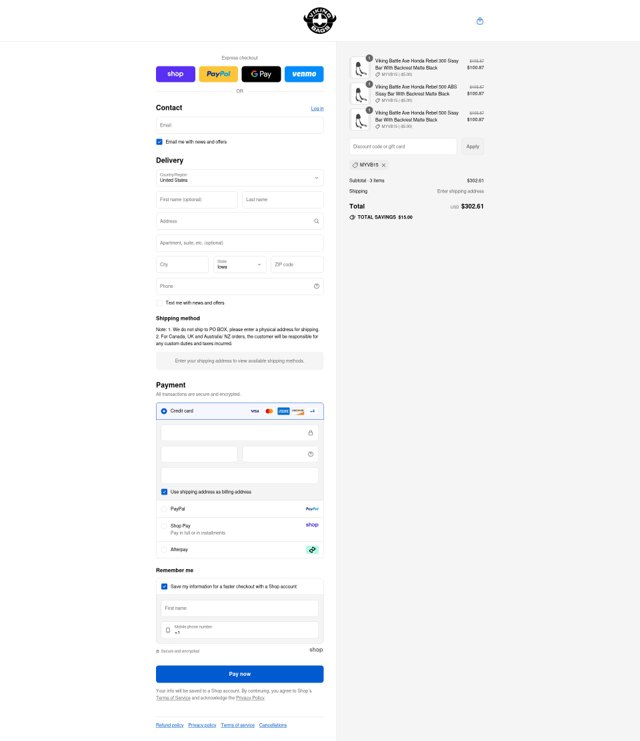 Viking Bags checkout page showing Viking Bags promo code box | Screenshot taken by SimplyCodes community member on Aug 31, 2025