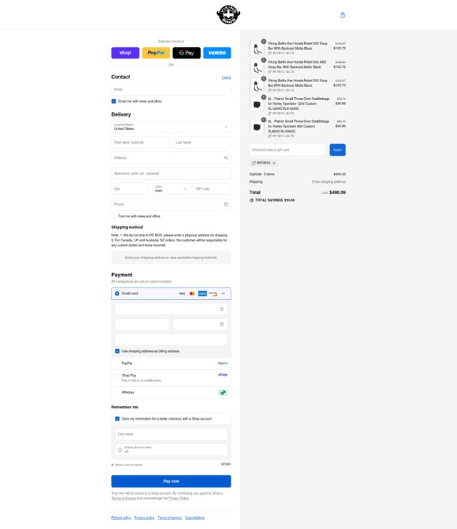 Viking Bags checkout page showing Viking Bags promo code box | Screenshot taken by SimplyCodes community member on Sep 4, 2025