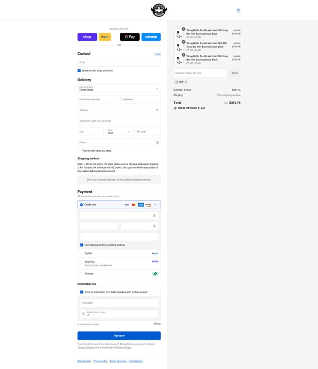 Viking Bags checkout page showing Viking Bags promo code box | Screenshot taken by SimplyCodes community member on Aug 31, 2025