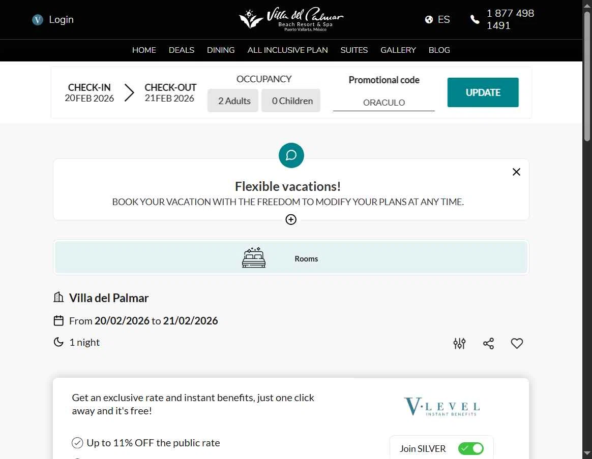 The Villa Group Resorts & Spas checkout page showing The Villa Group Resorts & Spas promo code box | Screenshot taken by SimplyCodes community member on Feb 7, 2026