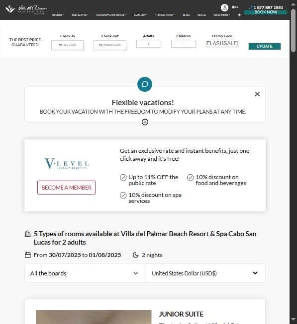 The Villa Group Resorts & Spas checkout page showing The Villa Group Resorts & Spas promo code box | Screenshot taken by SimplyCodes community member on Jul 30, 2025